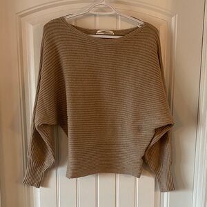 Anthropologie Ribbed Brown Boat Neck Sweater